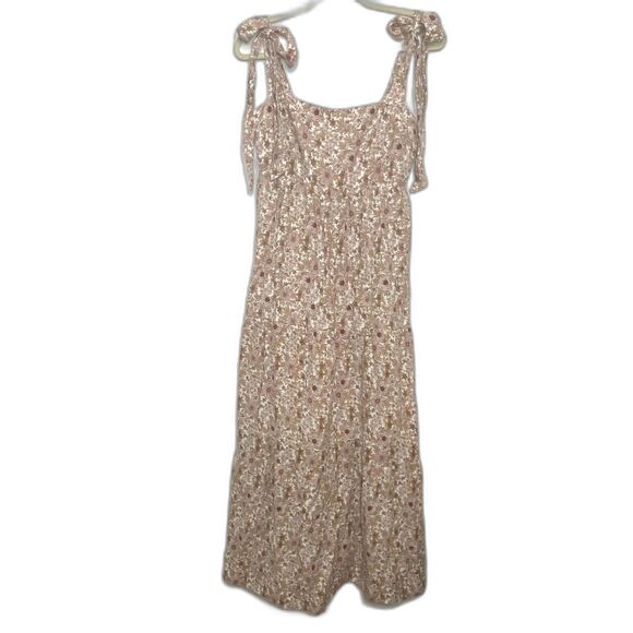 House of Harlow 1960 Floral Tie Strap Linen Blend Tiered Boho Maxi Dress Sz L - Picture 2 of 10
